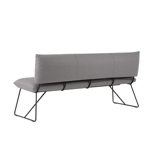 Banc trois places, hauteur salle à manger avec pieds métalliques