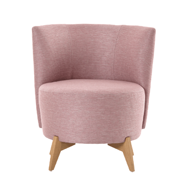 Fauteuil avec dossier bas et pieds bois