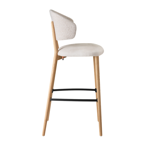 Chaise de bar avec accoudoirs et pieds bois, bicolore