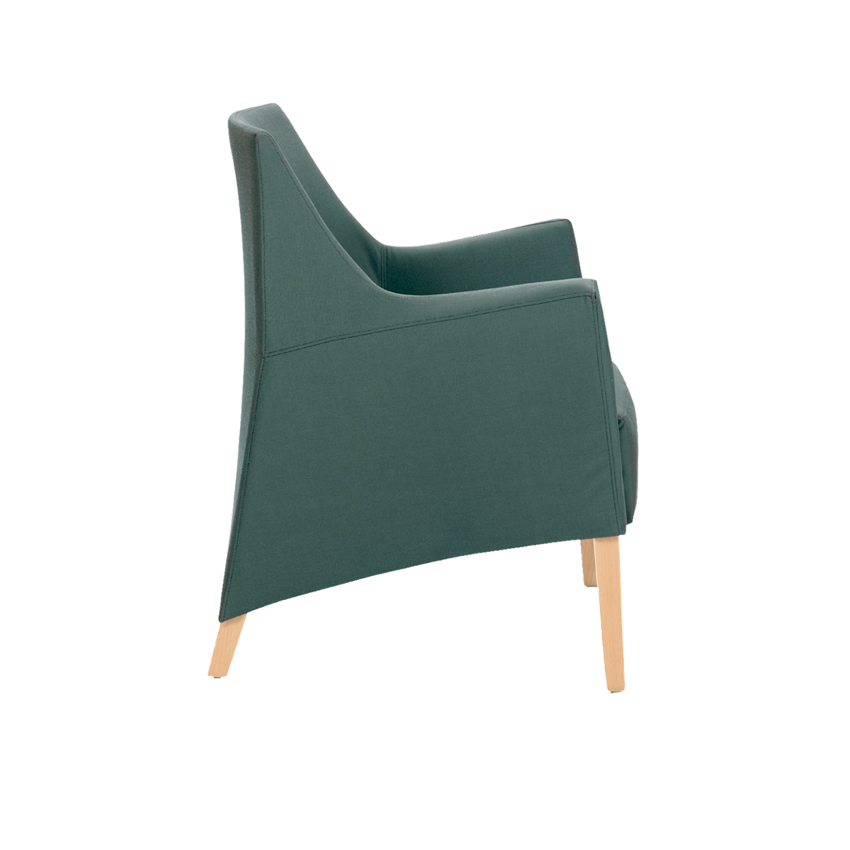 Fauteuil avec dossier bas et pieds bois