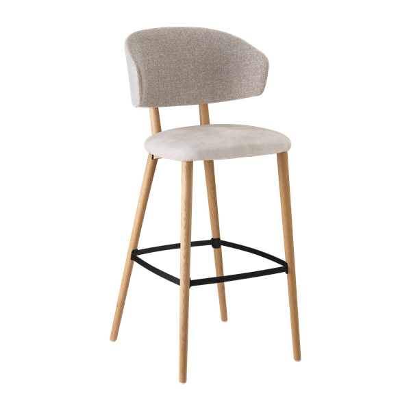 Chaise de bar avec accoudoirs et pieds bois, bicolore