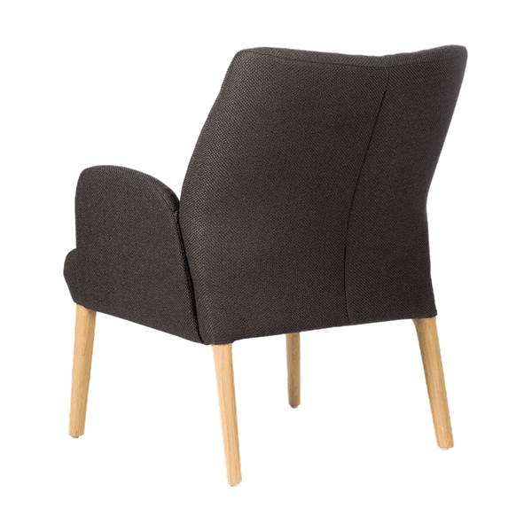 Fauteuil avec dossier bas et pieds bois