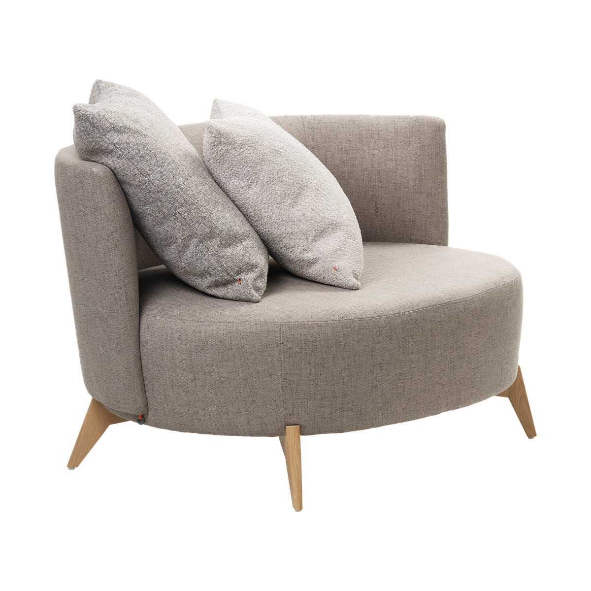Fauteuil avec dossier bas et pieds bois