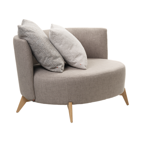Fauteuil avec dossier bas et pieds bois