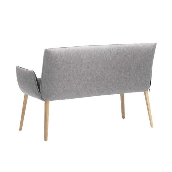 Banc deux places, hauteur salle à manger avec pieds bois, bicolore