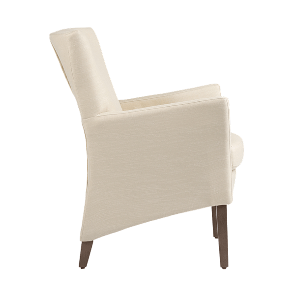 Fauteuil avec dossier bas et pieds bois