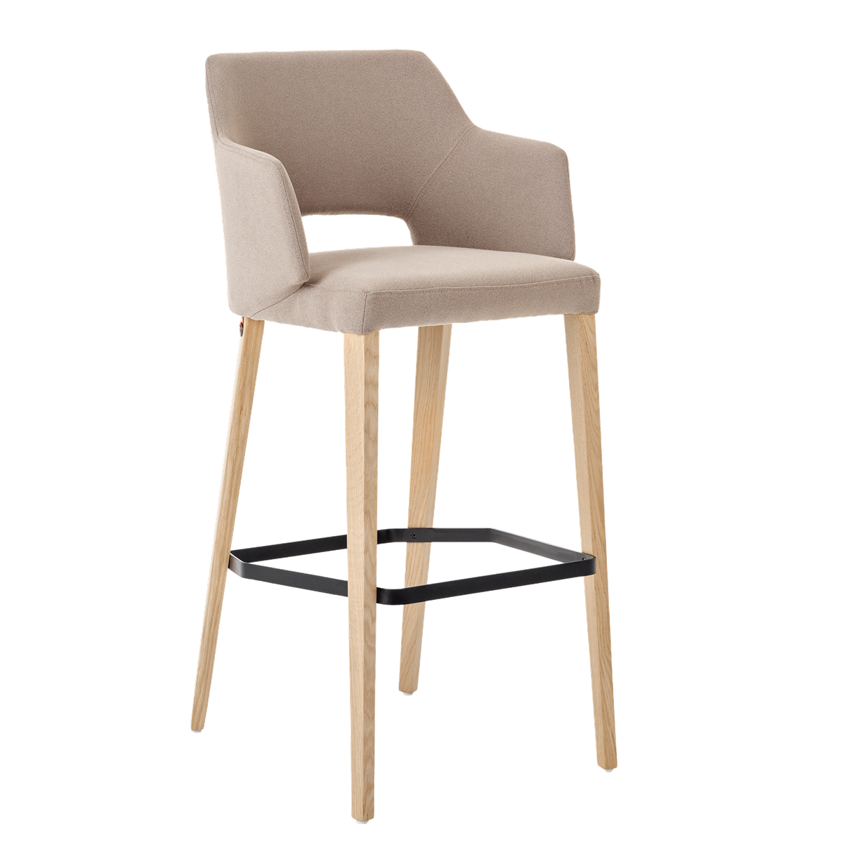 Chaise de bar avec accoudoirs et pieds bois