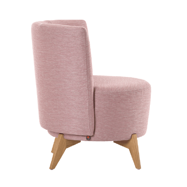 Fauteuil avec dossier bas et pieds bois