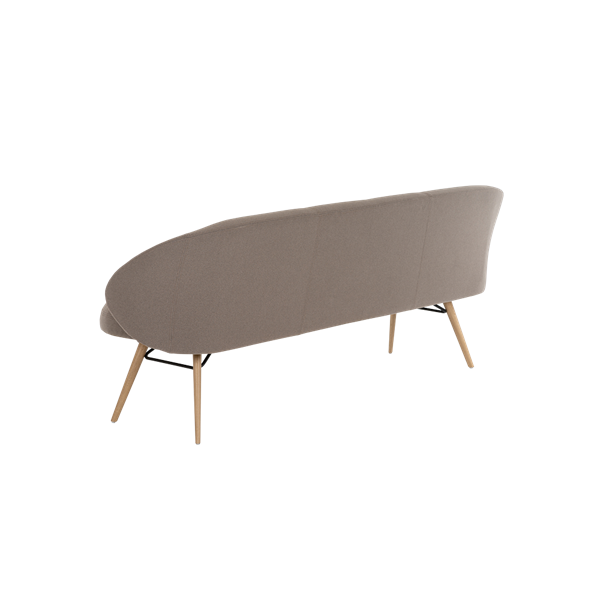 Banc trois places, hauteur salle à manger avec pieds bois et housse amovible