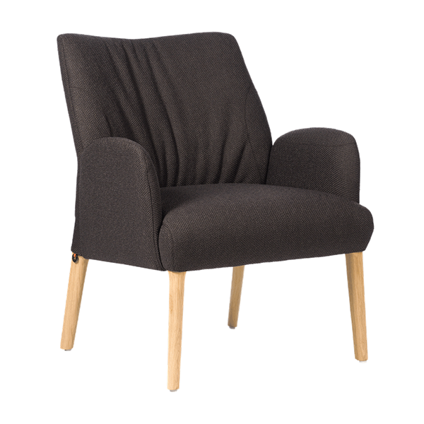 Fauteuil avec dossier bas et pieds bois
