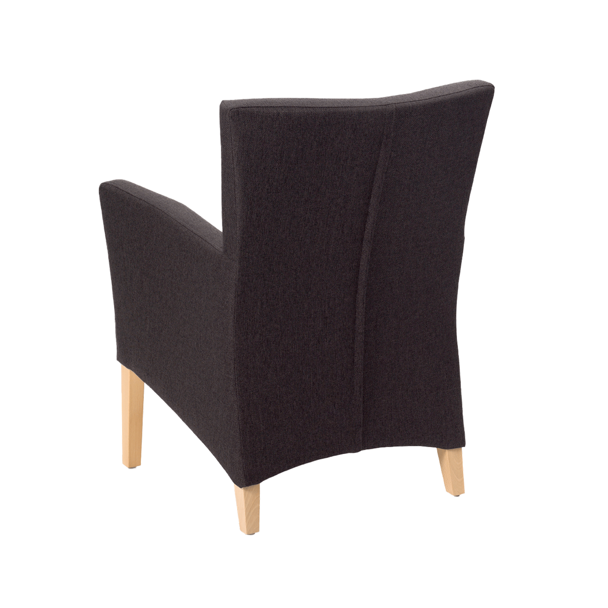 Fauteuil avec dossier bas et pieds bois