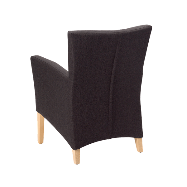 Fauteuil avec dossier bas et pieds bois