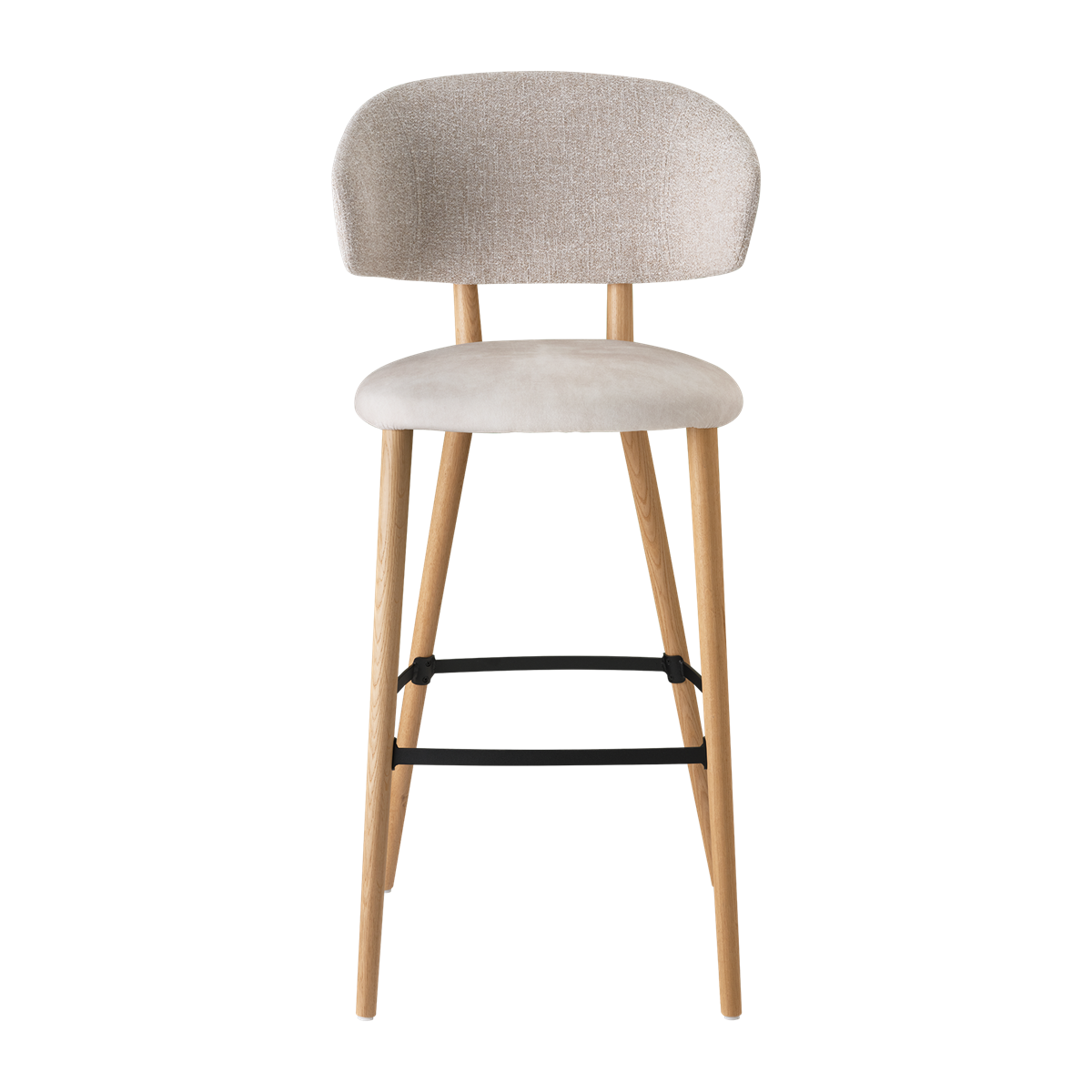 Chaise de bar avec accoudoirs et pieds bois, bicolore