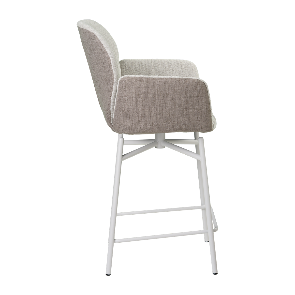 Chaise hauteur plan de travail avec accoudoirs et pieds bois, bicolore