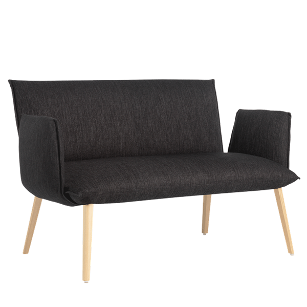 Fauteuil deux places, hauteur lounge avec pieds bois