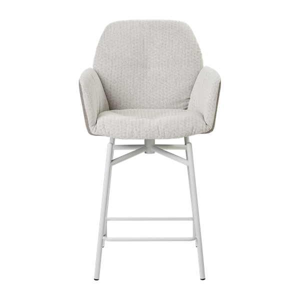 Chaise hauteur plan de travail avec accoudoirs et pieds bois, bicolore