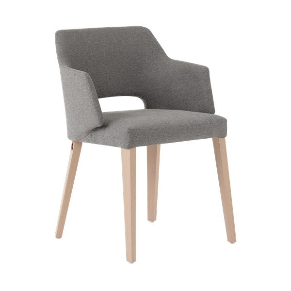 Chaise avec accoudoirs et pieds bois