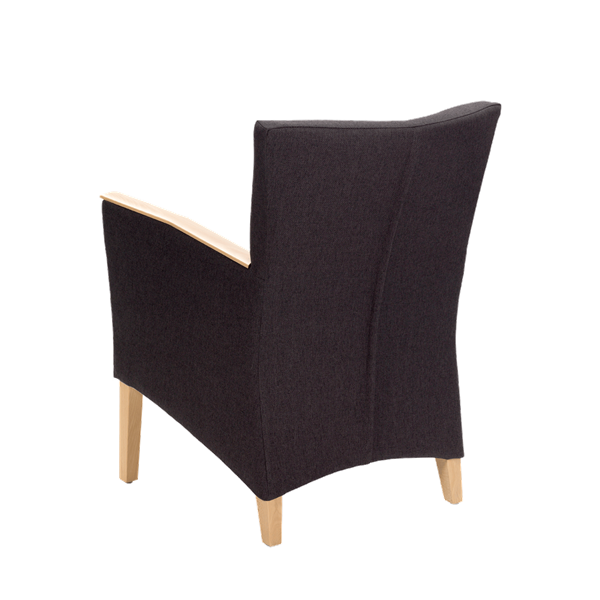 Fauteuil avec dossier bas et pieds bois
