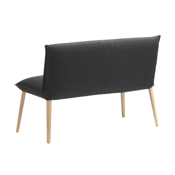 Banc deux places, hauteur salle à manger avec pieds bois