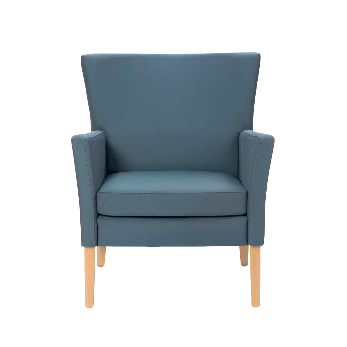 Fauteuil avec dossier bas et pieds bois