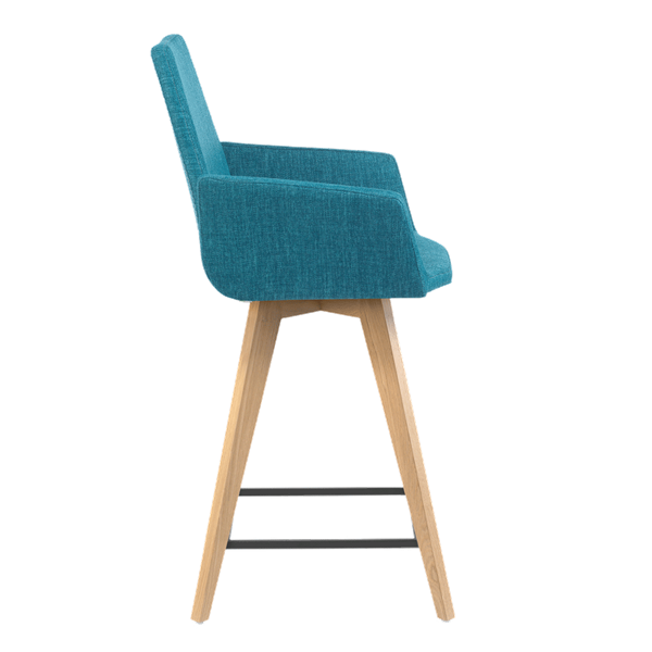 Chaise hauteur plan de travail avec accoudoirs et pieds bois