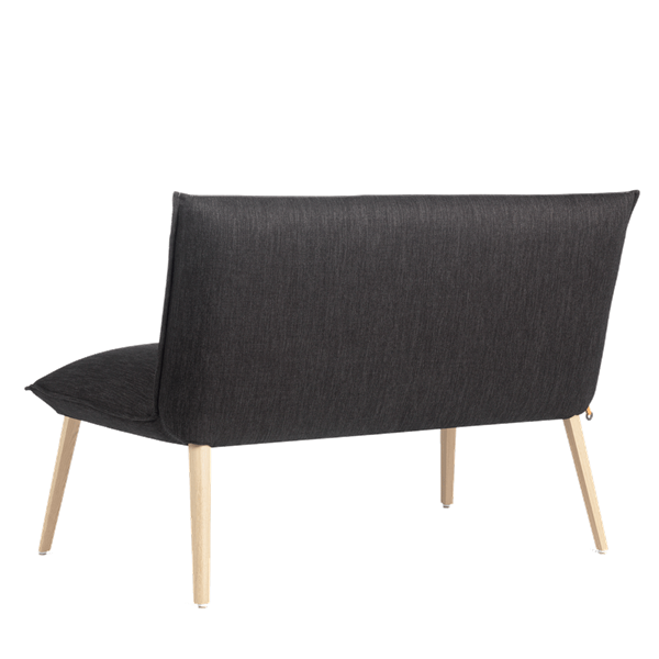 Fauteuil deux places, hauteur lounge avec pieds bois