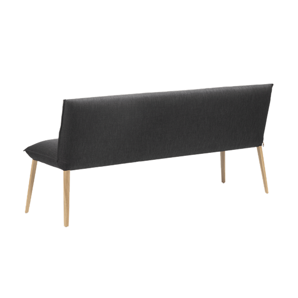 Banc trois places, hauteur salle à manger avec pieds bois