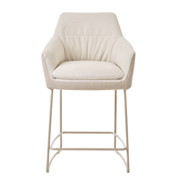 Chaise hauteur plan de travail avec accoudoirs et pieds bois, bicolore