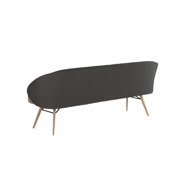 Banc trois places, hauteur salle à manger avec pieds bois et housse amovible, bicolore