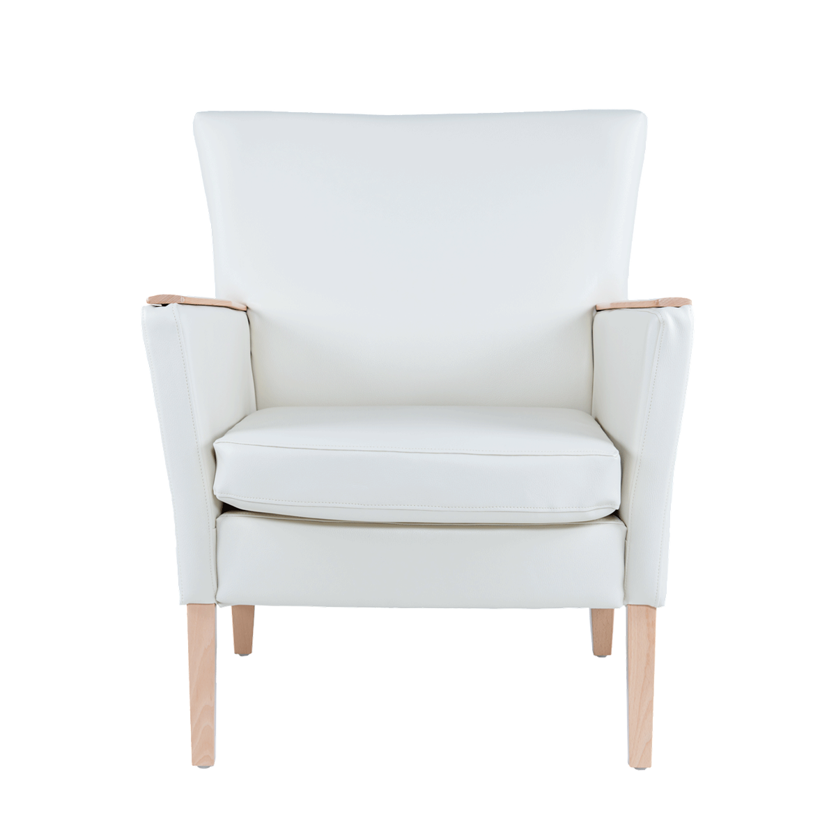 Fauteuil avec dossier bas et pieds bois